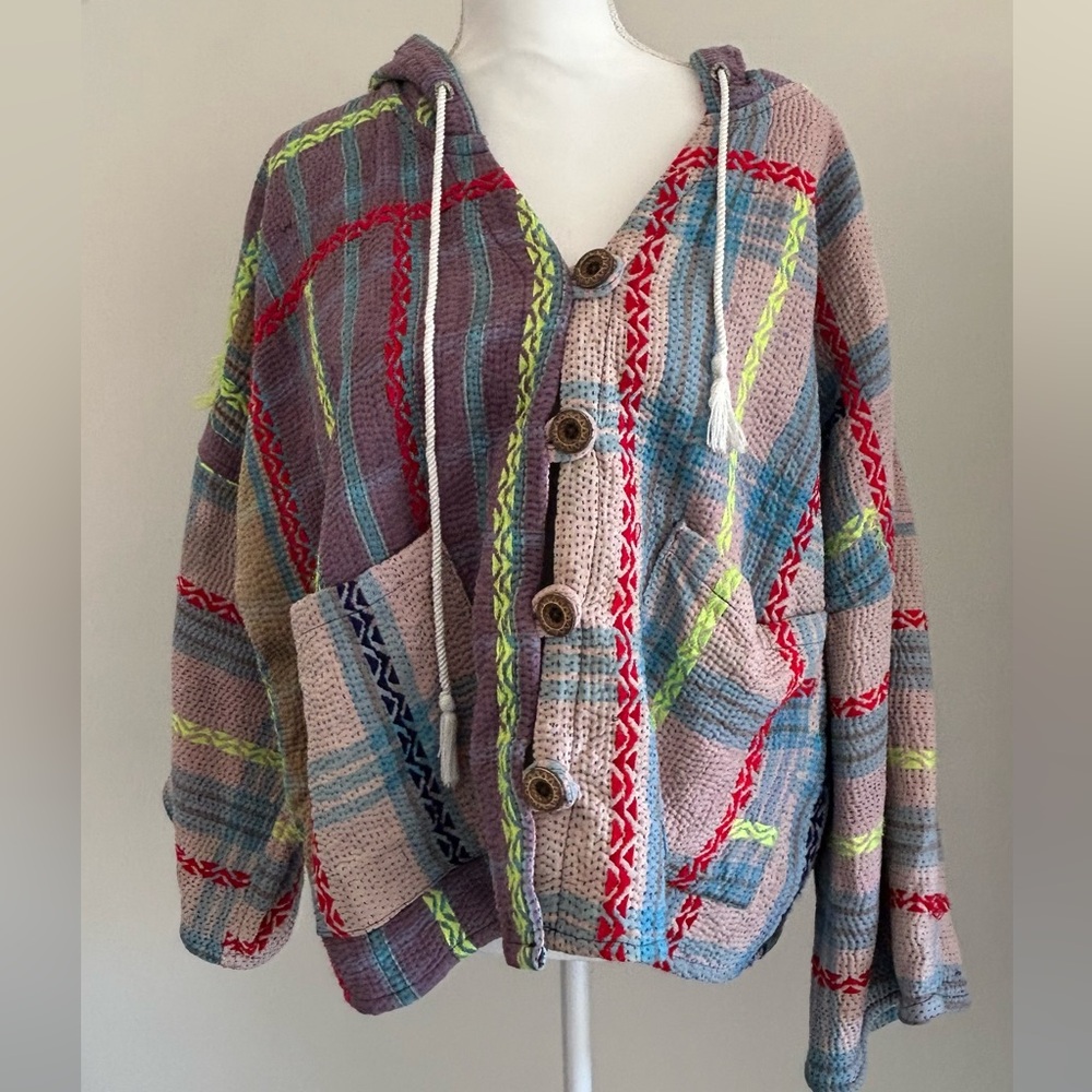 Kantha Bae Quilted Button Up Cardigan Jacket